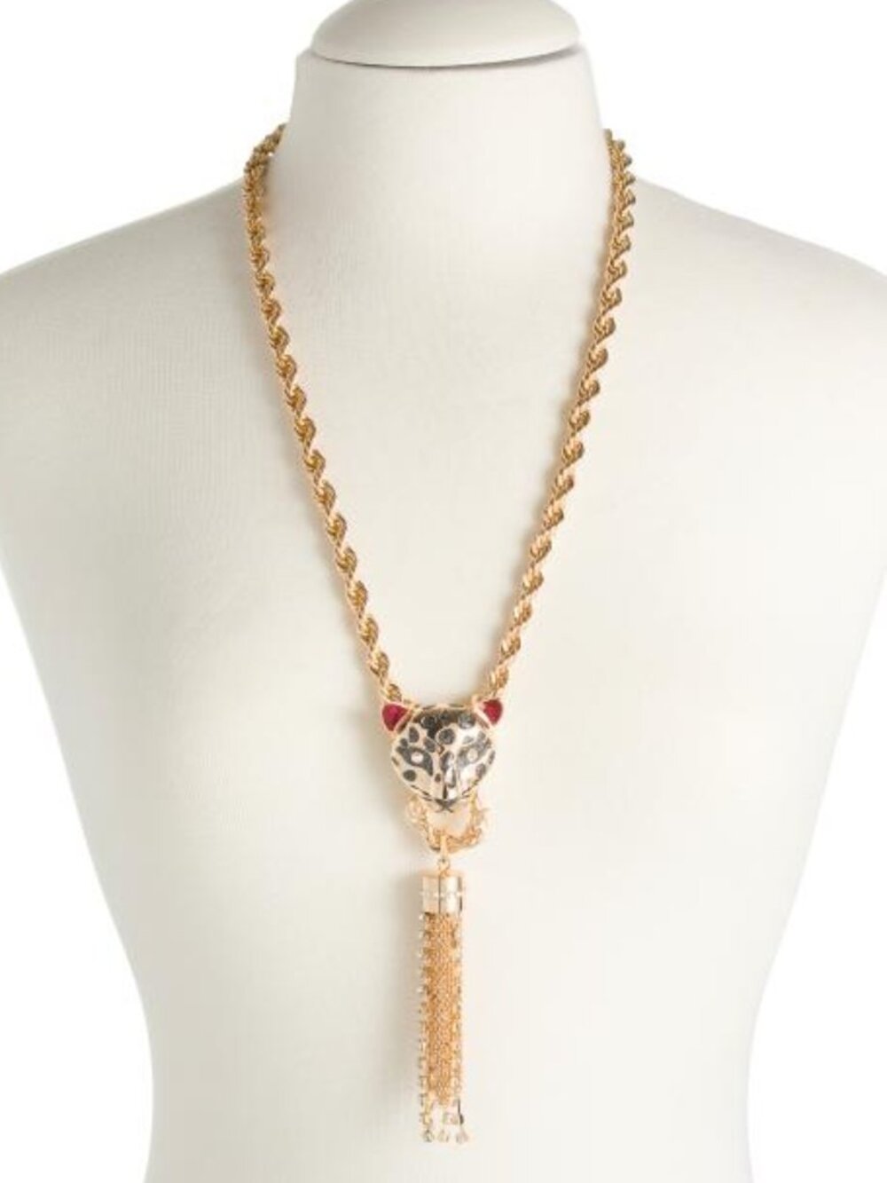 Betsey Johnson Gold Leopard Tassel Long Gold Necklace NWT
